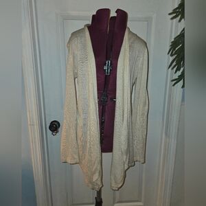 Eileen Fisher Linen Silk Blend XS Beige Casual Cardigan